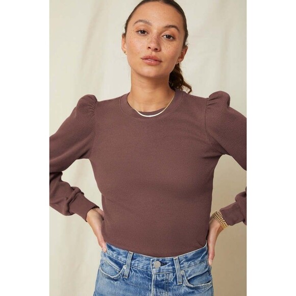 Amo Denim Girly Thermal Puffy Long Sleeves Shirt In Bloodstone Medium $143 - Picture 1 of 9